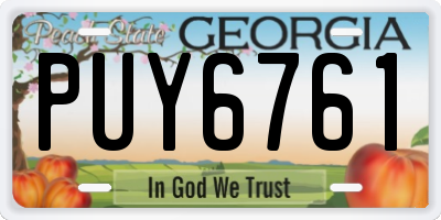 GA license plate PUY6761