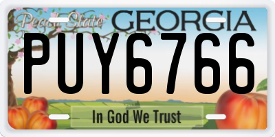 GA license plate PUY6766