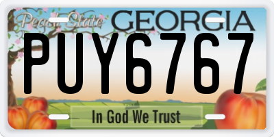GA license plate PUY6767