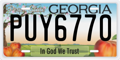 GA license plate PUY6770