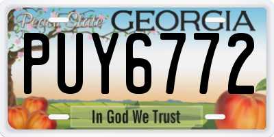 GA license plate PUY6772