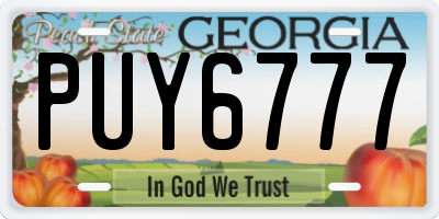 GA license plate PUY6777