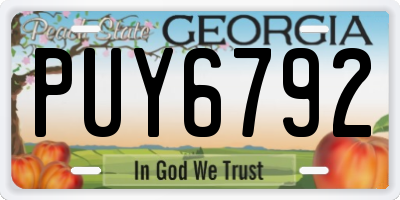 GA license plate PUY6792