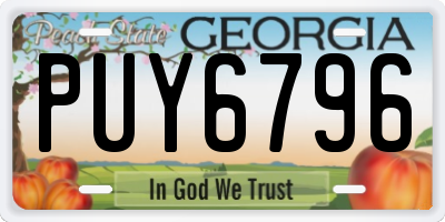 GA license plate PUY6796