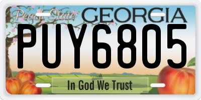 GA license plate PUY6805