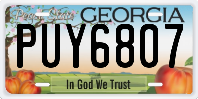 GA license plate PUY6807