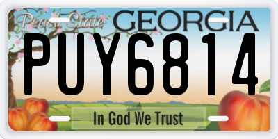 GA license plate PUY6814