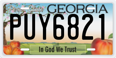 GA license plate PUY6821