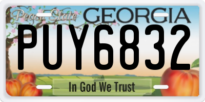 GA license plate PUY6832