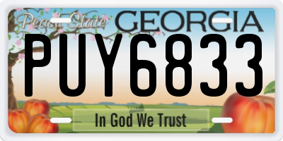 GA license plate PUY6833