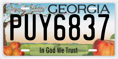 GA license plate PUY6837