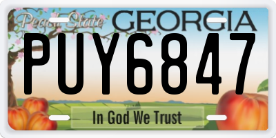 GA license plate PUY6847