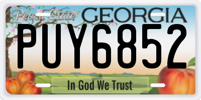 GA license plate PUY6852
