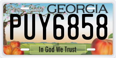 GA license plate PUY6858