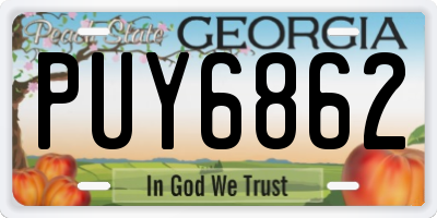 GA license plate PUY6862