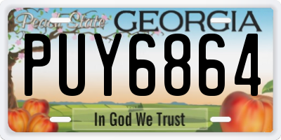 GA license plate PUY6864