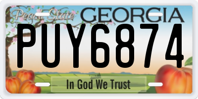 GA license plate PUY6874