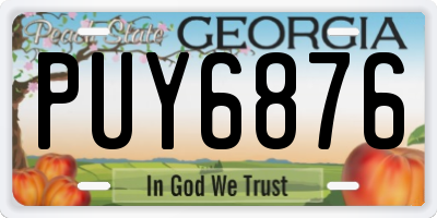 GA license plate PUY6876