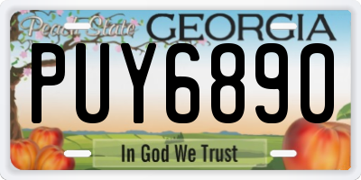 GA license plate PUY6890