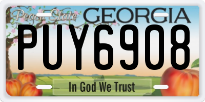 GA license plate PUY6908