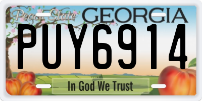 GA license plate PUY6914