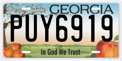 GA license plate PUY6919