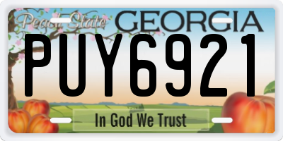 GA license plate PUY6921