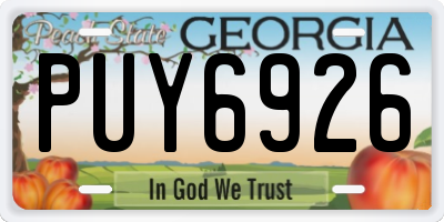GA license plate PUY6926