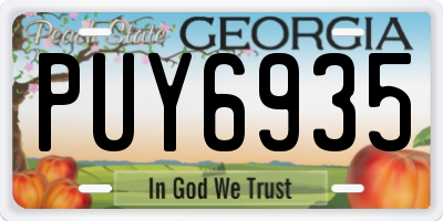 GA license plate PUY6935