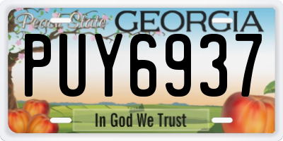 GA license plate PUY6937