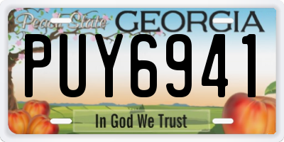 GA license plate PUY6941