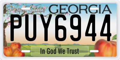 GA license plate PUY6944