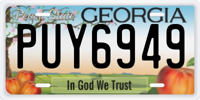 GA license plate PUY6949