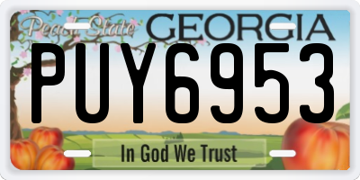GA license plate PUY6953