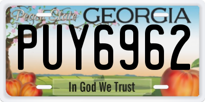 GA license plate PUY6962