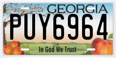 GA license plate PUY6964