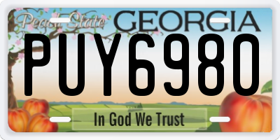GA license plate PUY6980