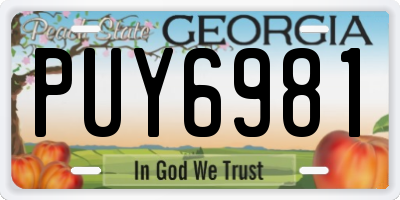 GA license plate PUY6981