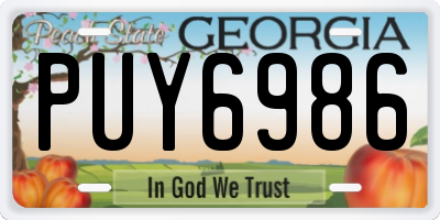 GA license plate PUY6986