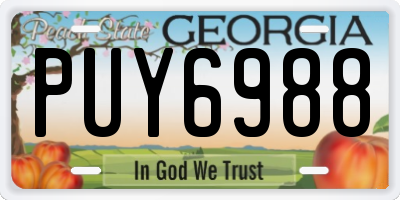 GA license plate PUY6988