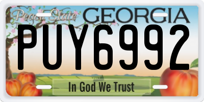 GA license plate PUY6992