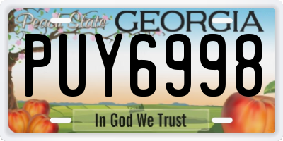 GA license plate PUY6998