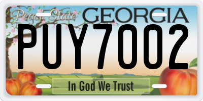 GA license plate PUY7002
