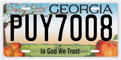 GA license plate PUY7008