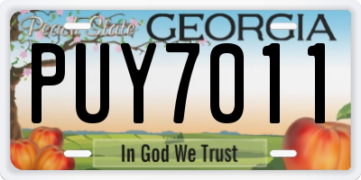 GA license plate PUY7011