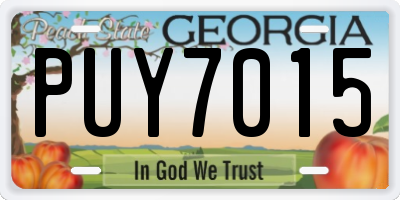 GA license plate PUY7015