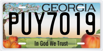 GA license plate PUY7019