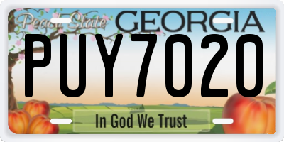 GA license plate PUY7020