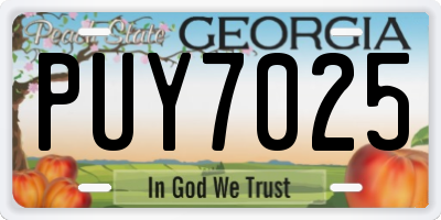 GA license plate PUY7025