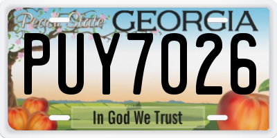 GA license plate PUY7026